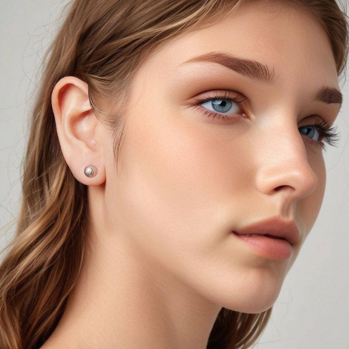 Sterling Silver White Gold Plated Stud Earrings