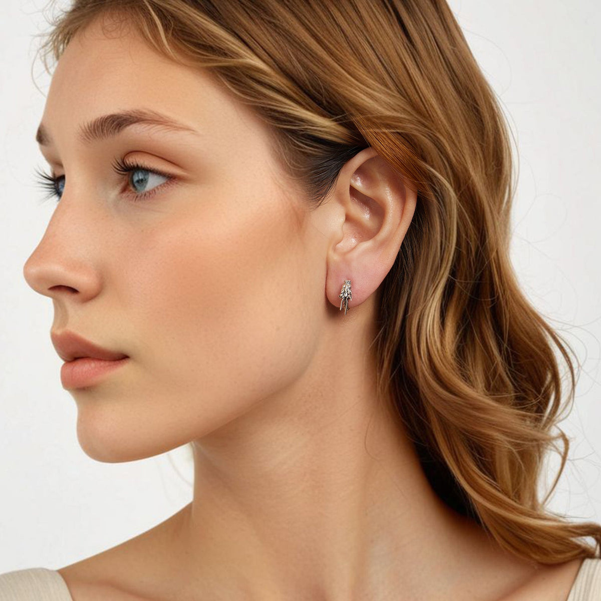 Sterling Silver Oxidized CZ Pave Earrings