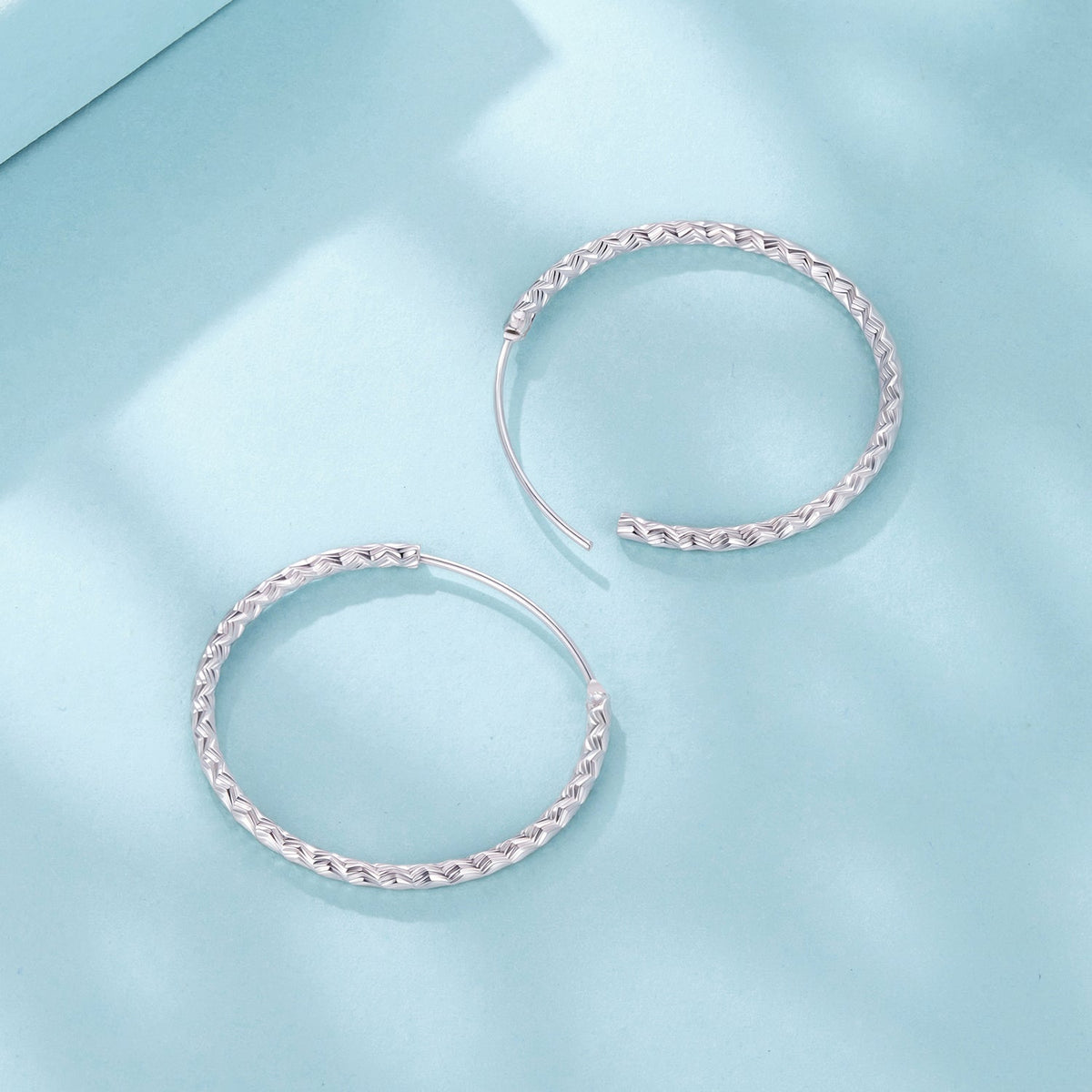 Sterling Silver White Gold Plated Hoop Earrings