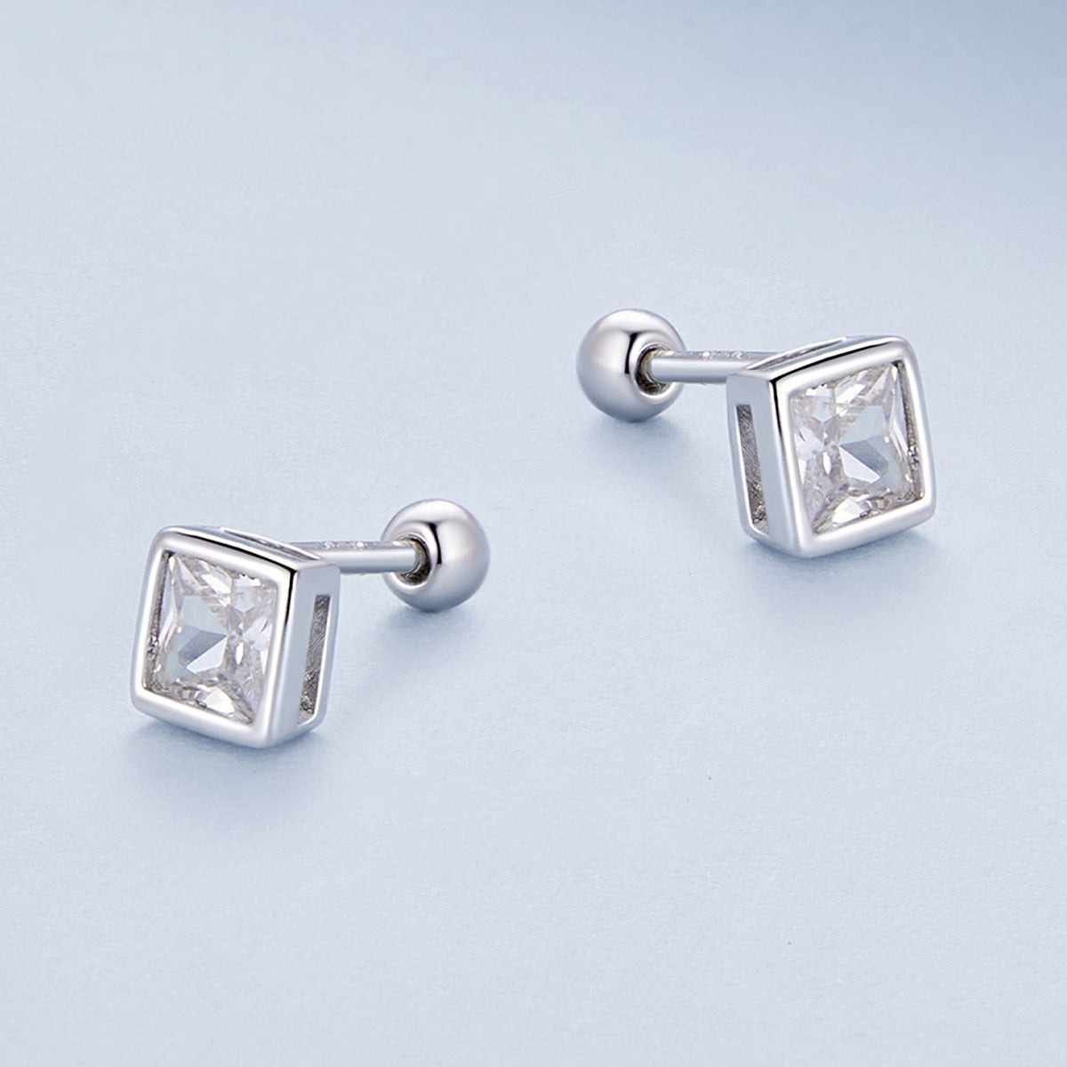 Sterling Silver Pavé Cubic Zirconia Stud Earrings