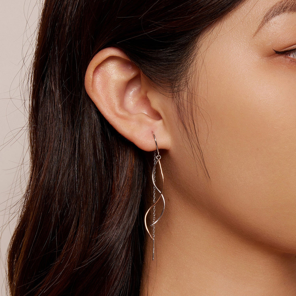 Sterling Silver Platinum and Rose Gold Plated Drop Earrings