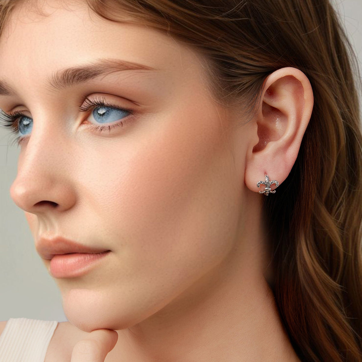 Sterling Silver Oxidized Finish Hoop Earrings