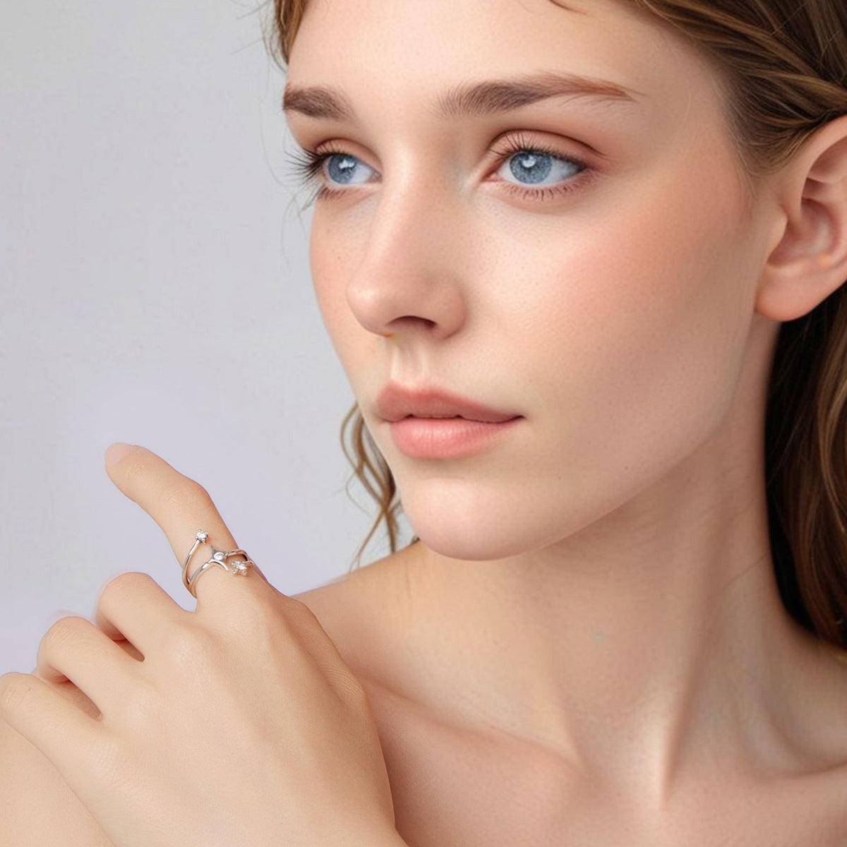 Sterling Silver Oxidized Cubic Zirconia Pavé Ring