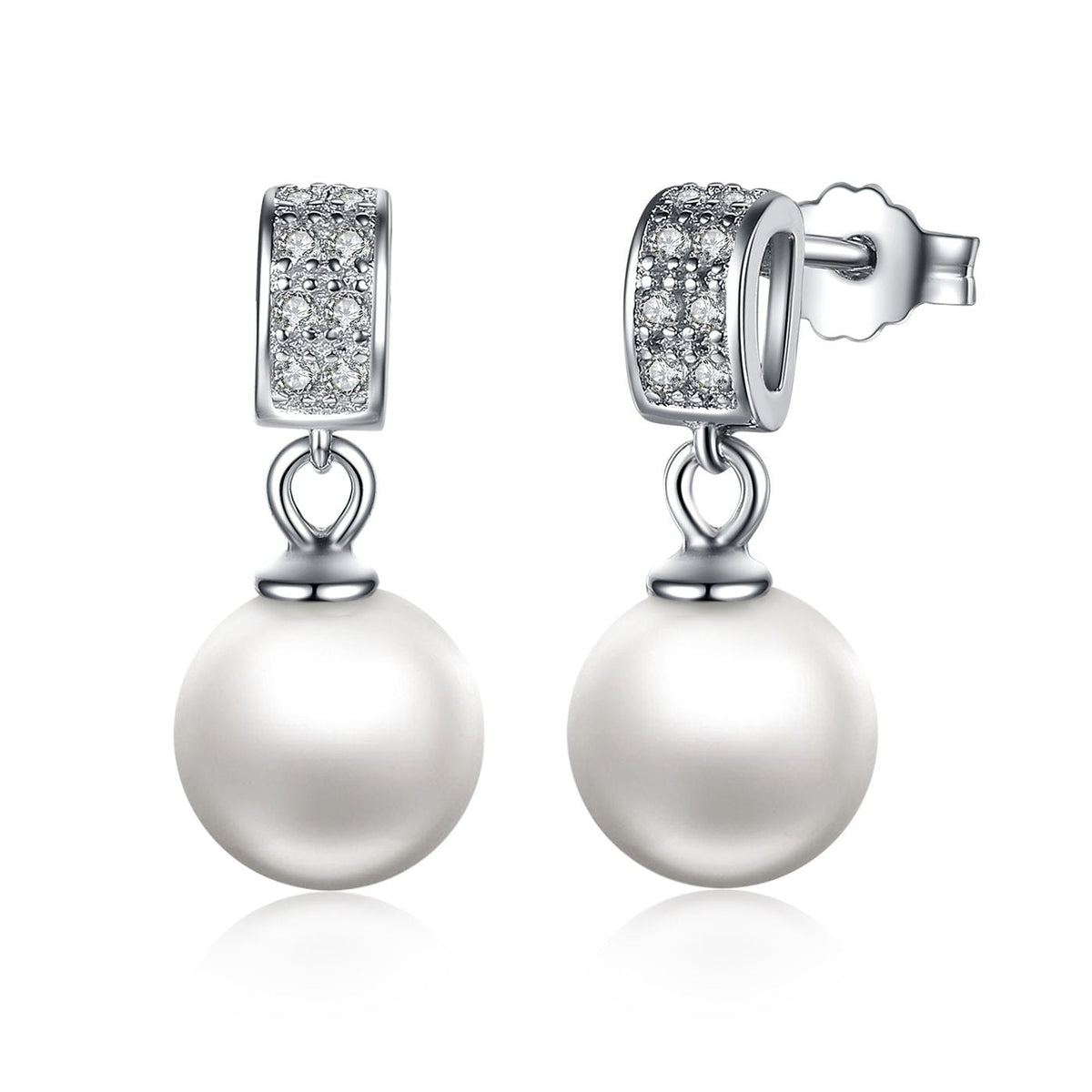 Sterling Silver Zircon and Pearl Earrings