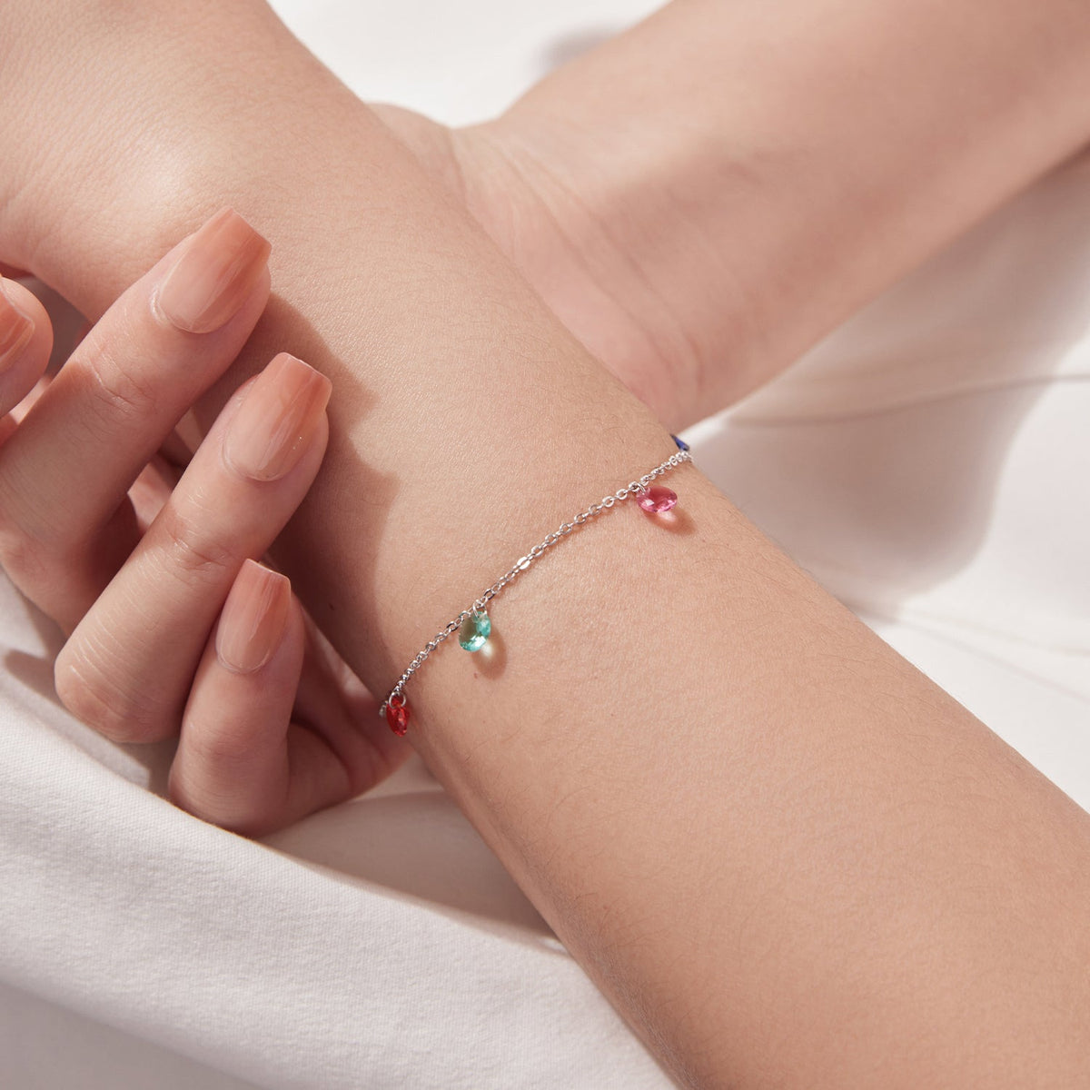 Sterling Silver White Gold Plated Pavé CZ Bracelet
