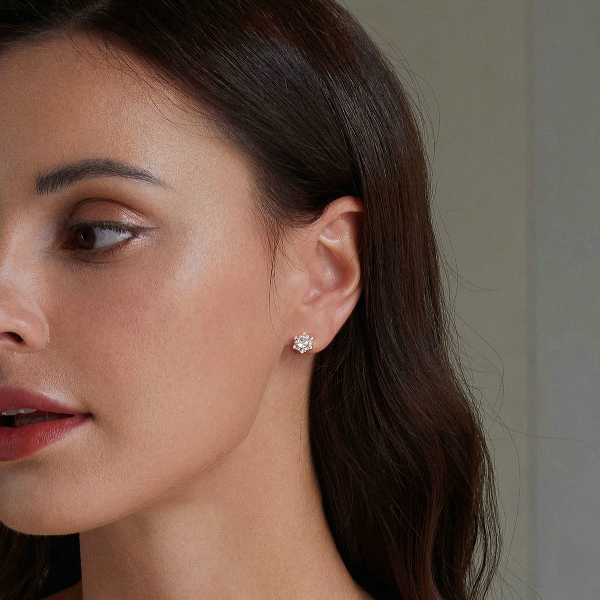 Sterling Silver Pavé CZ Platinum Plated Earrings