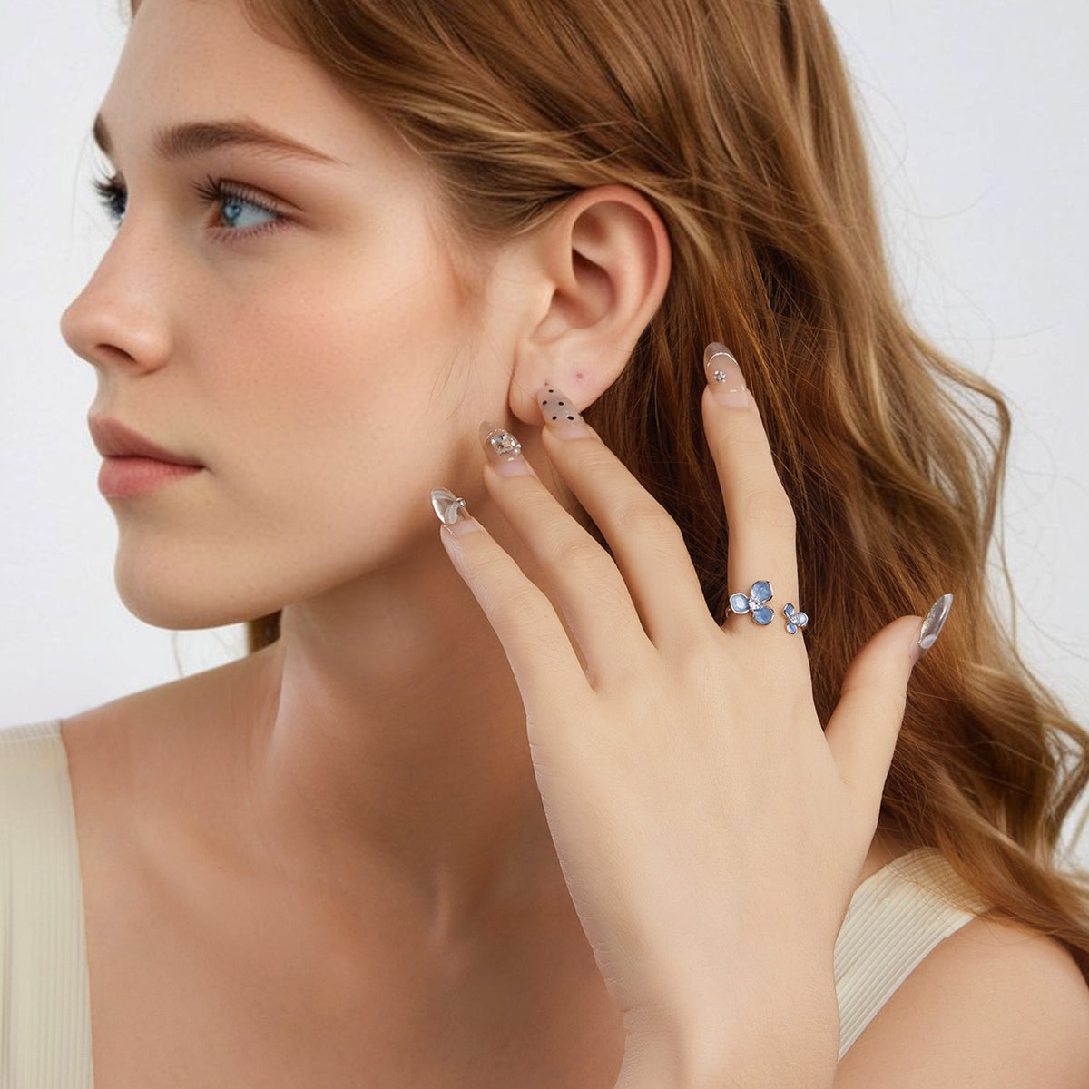 Sterling Silver Enamel and Pavé CZ Ring