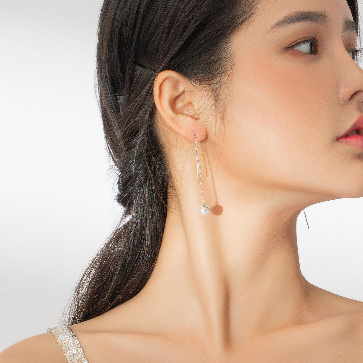 Sterling Silver Shell Pearl Drop Earrings