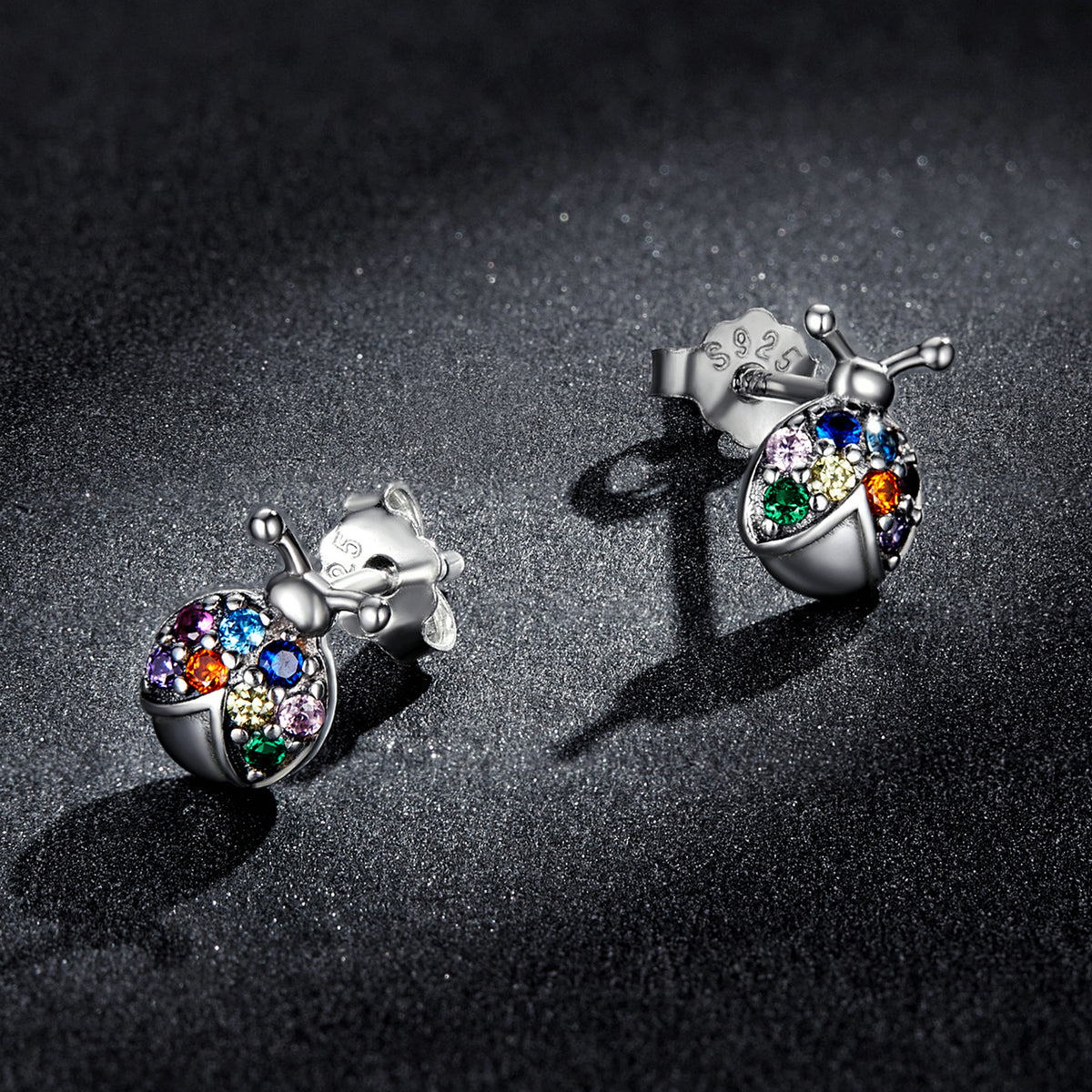 Sterling Silver Oxidized CZ Pavé Earrings