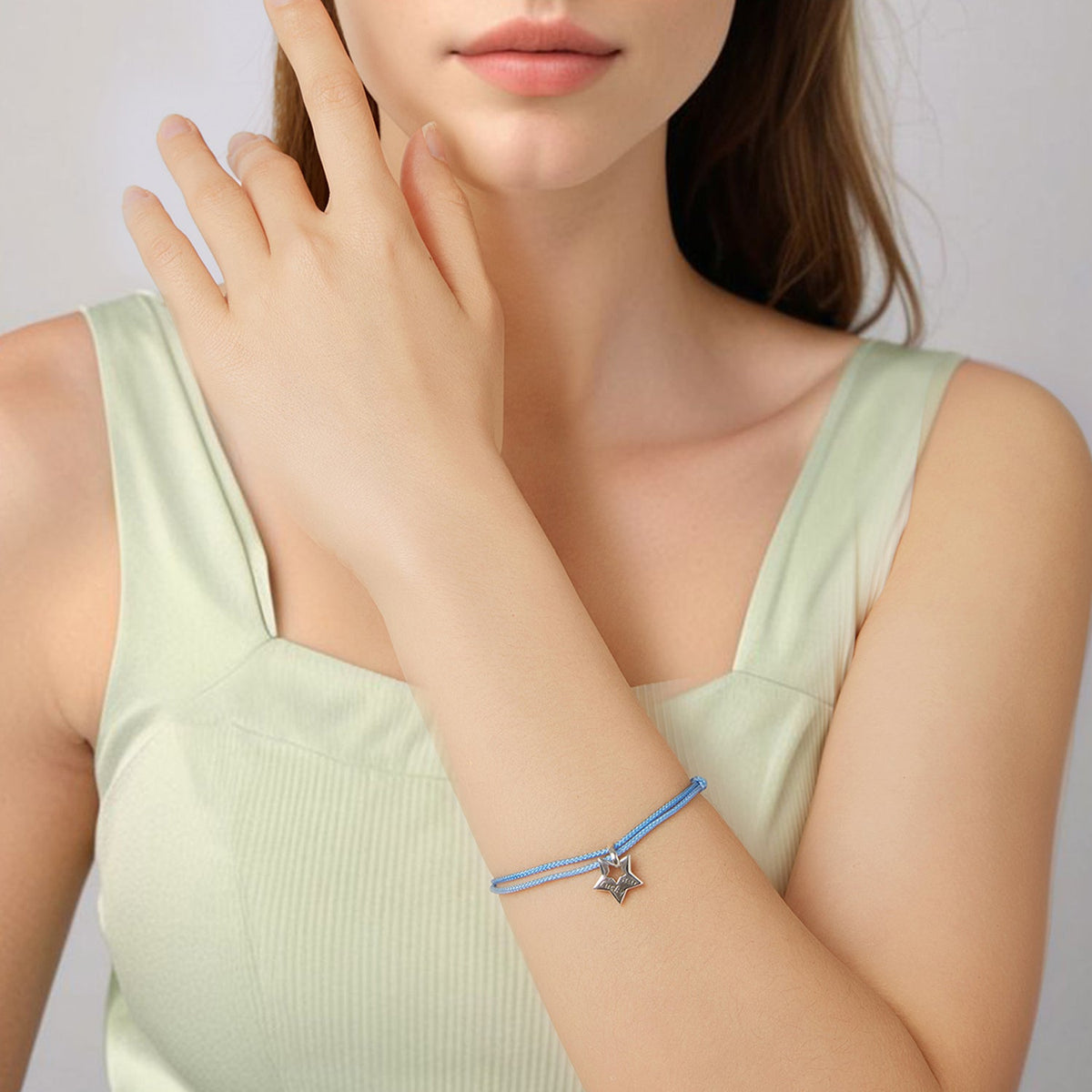 Sterling Silver Cotton Rope Adjustable Bracelet