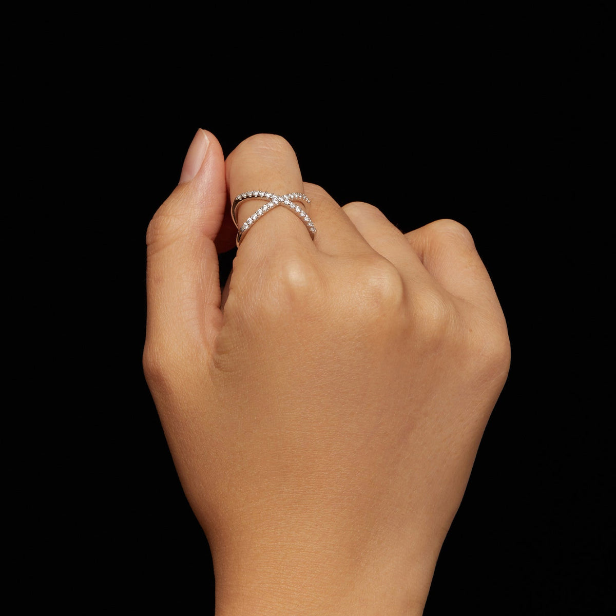 Sterling Silver Platinum Plated Moissanite Ring