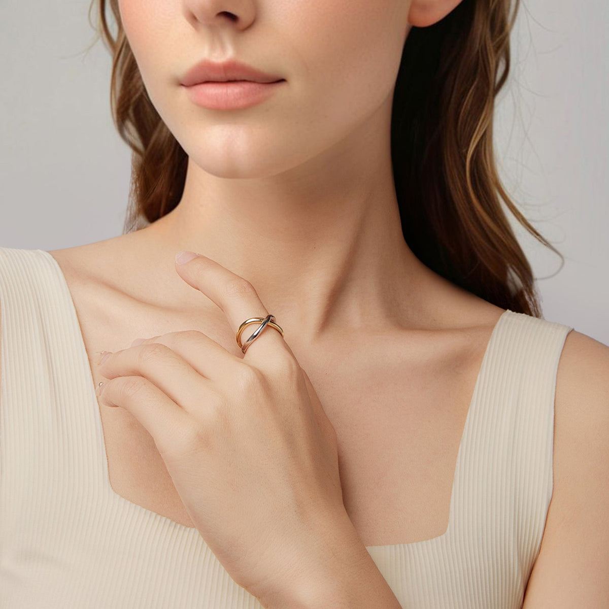 Sterling Silver Gold and White Gold Plated Ring