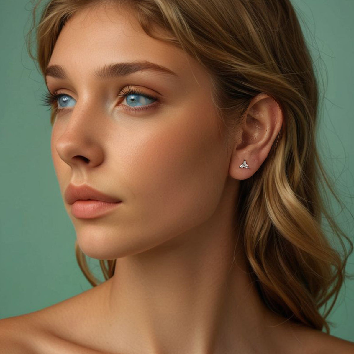 Sterling Silver Pavé Cubic Zirconia Stud Earrings