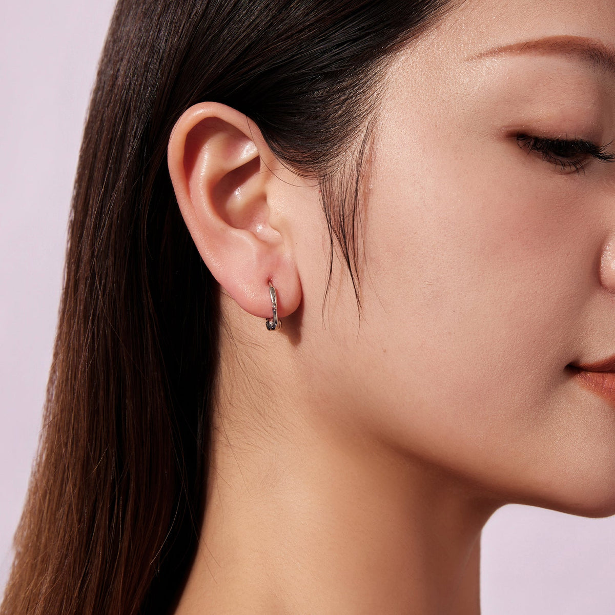 Sterling Silver White Gold Plated Hoop Earrings