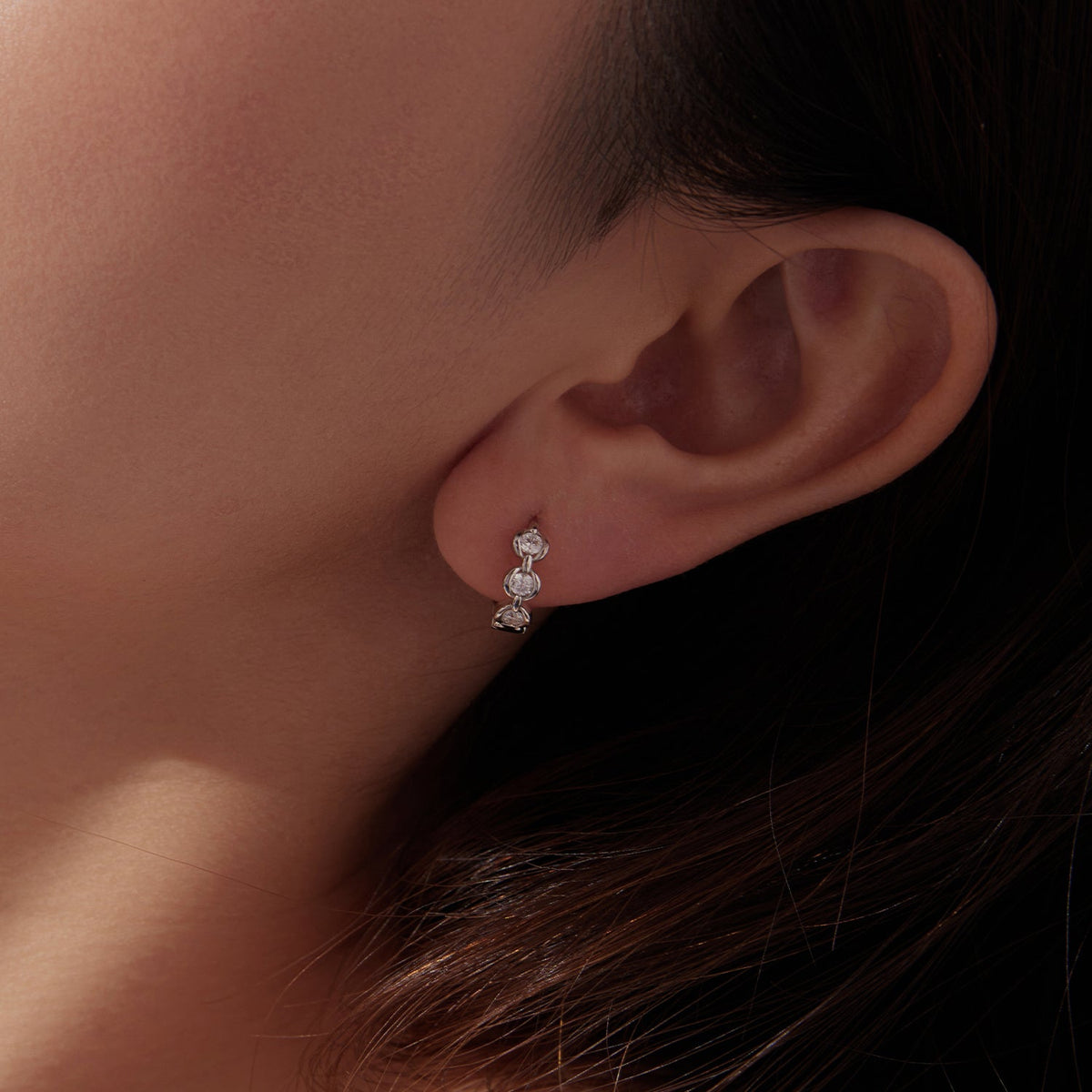 Sterling Silver Moissanite Hoop Earrings
