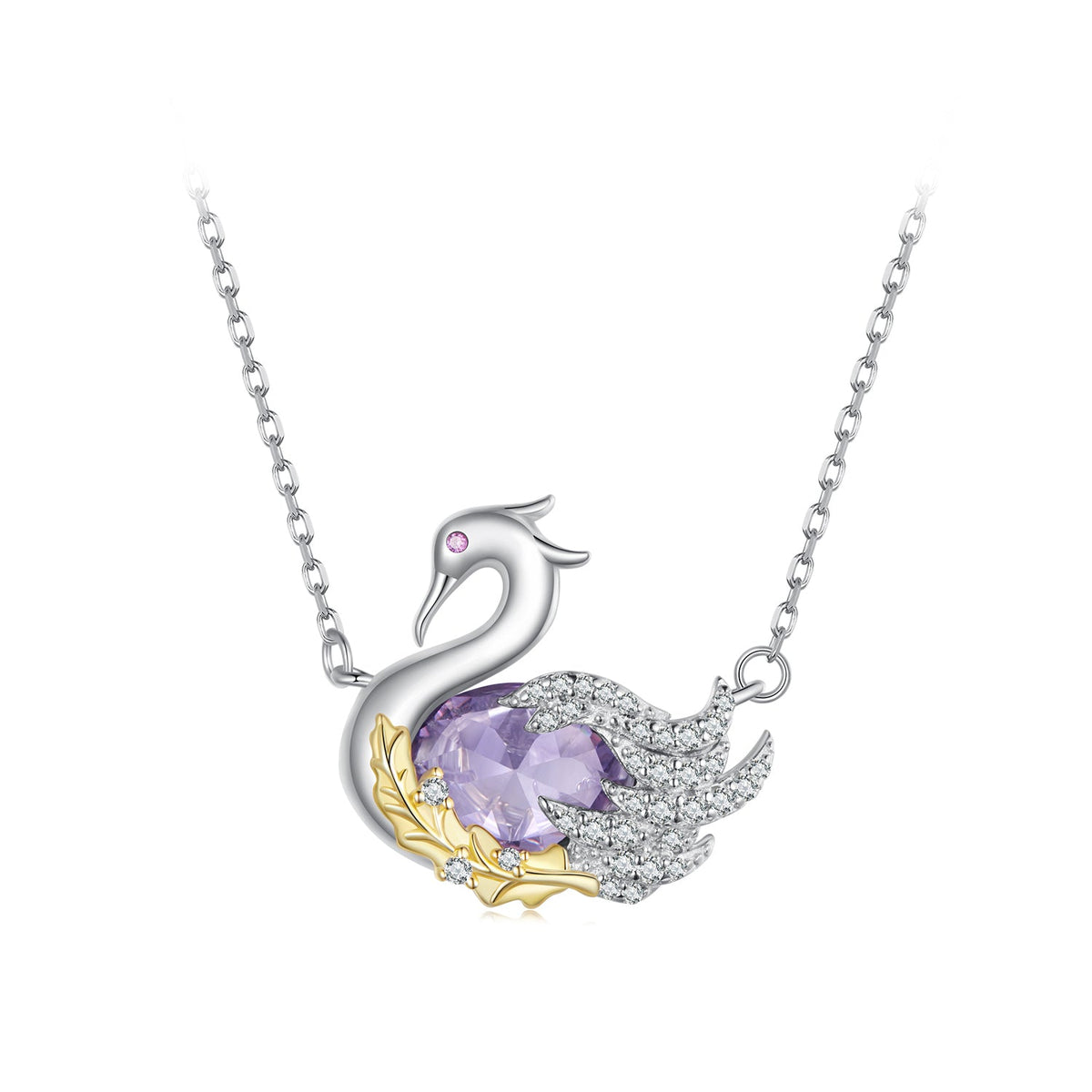 925 Sterling Silver Gold Plated CZ Pavé Necklace