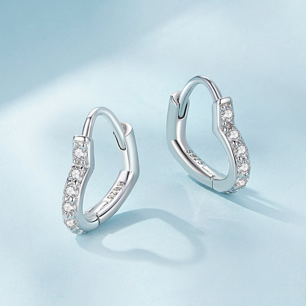 Sterling Silver Pavé Cubic Zirconia Hoop Earrings