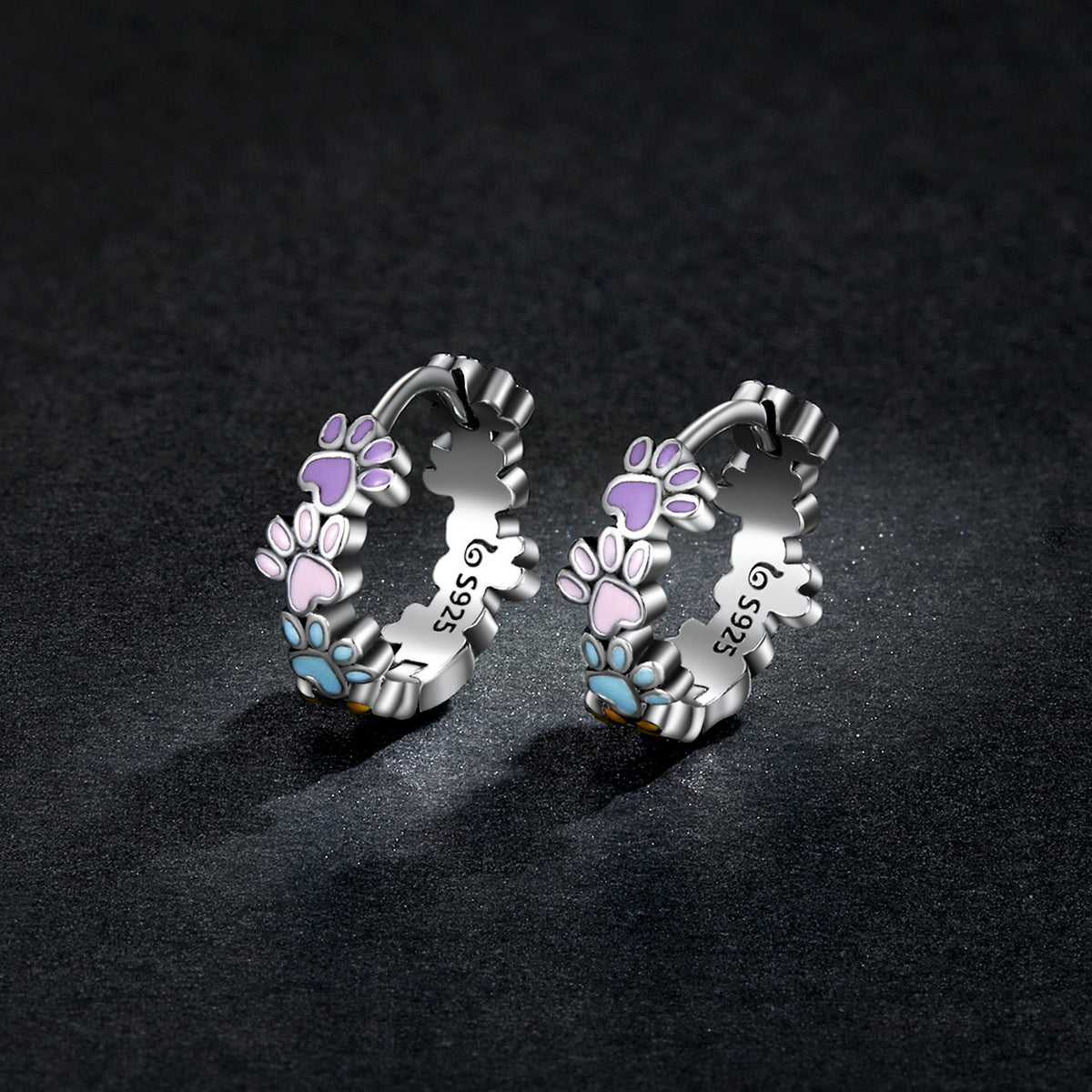 Sterling Silver Enamel Oxidized Earrings