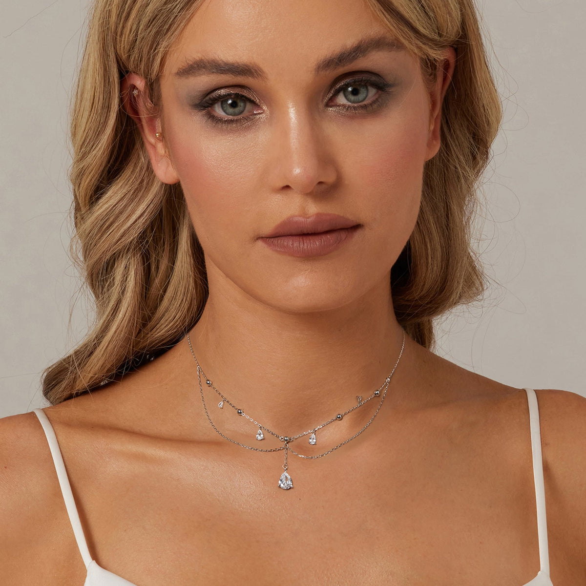 Sterling Silver Cubic Zirconia Pavé Necklace