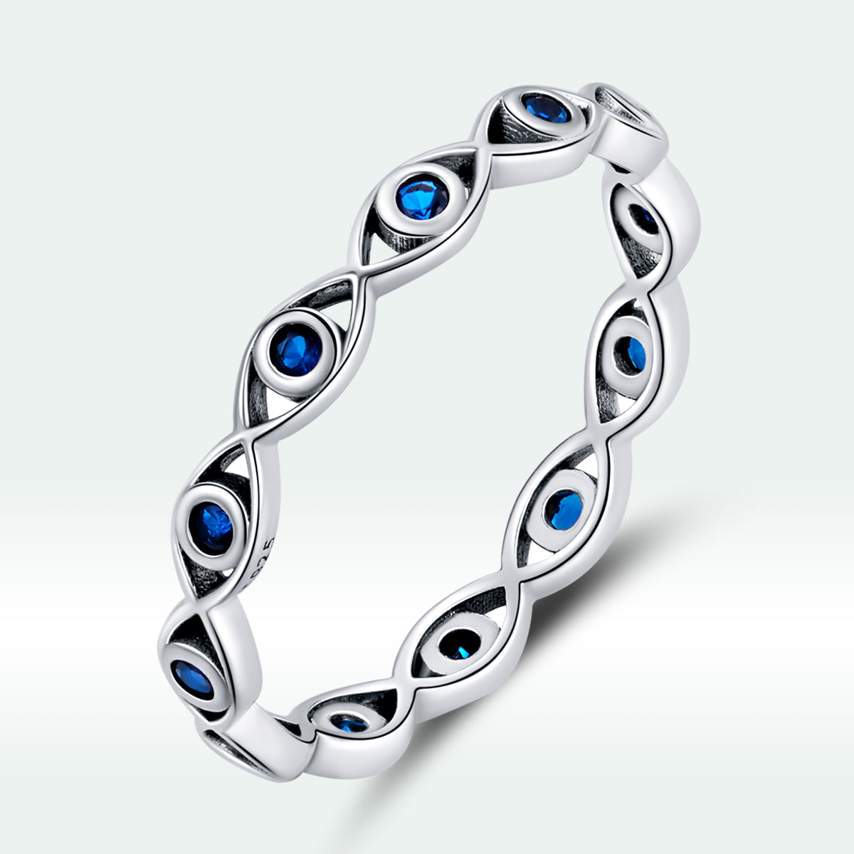 Sterling Silver Oxidized CZ Pavé Ring
