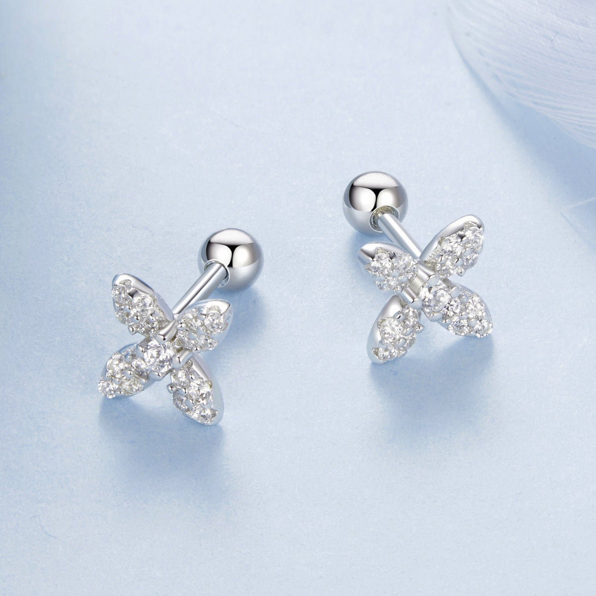 Sterling Silver Pavé CZ Elegant Design Earrings