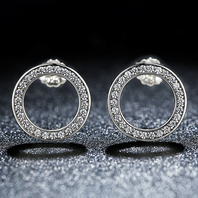 Sterling Silver Pavé Cubic Zirconia Hoop Earrings