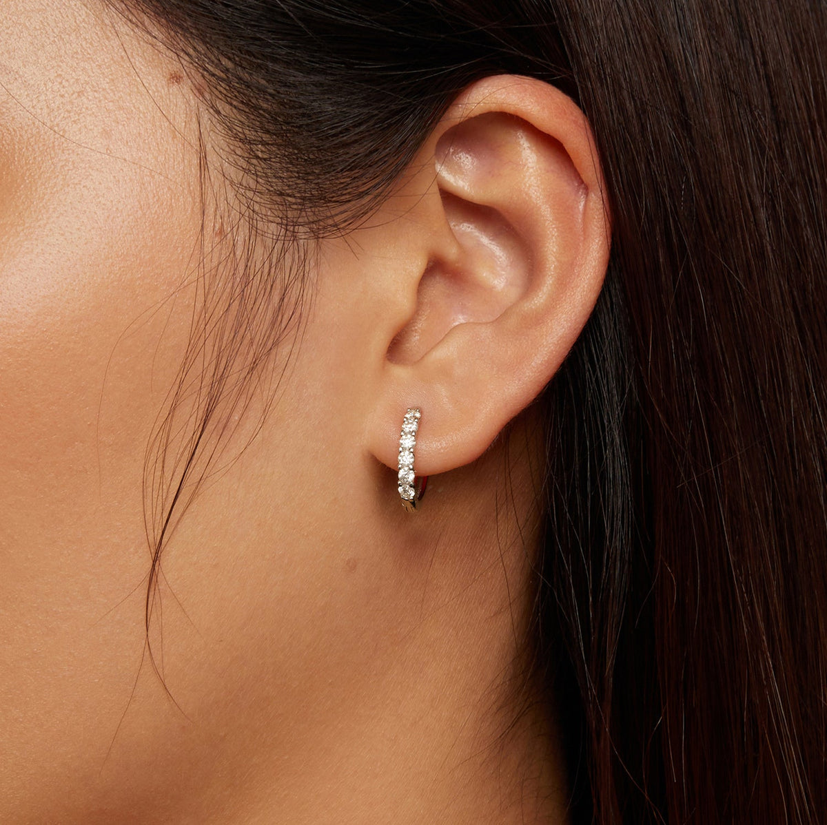 Sterling Silver Moissanite Hoop Earrings