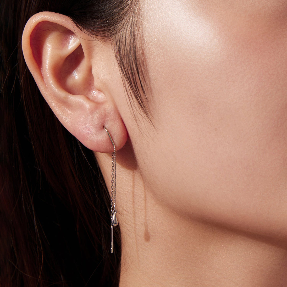 Sterling Silver White Gold Plated Water Droplet Earrings