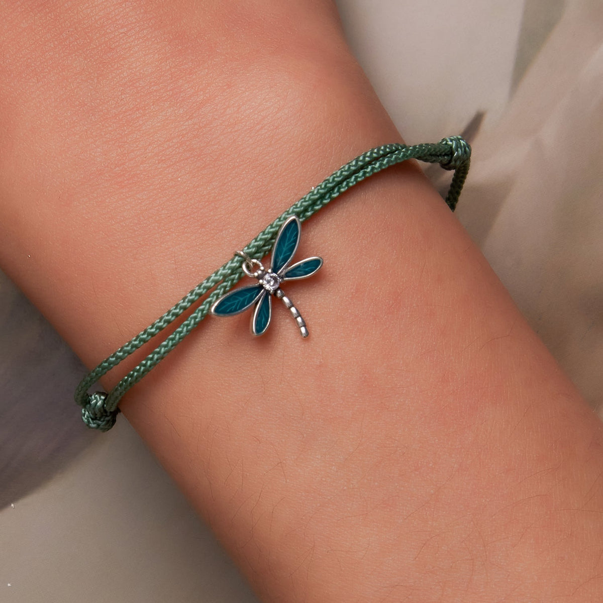 Oxidized Sterling Silver CZ and Enamel Adjustable Bracelet
