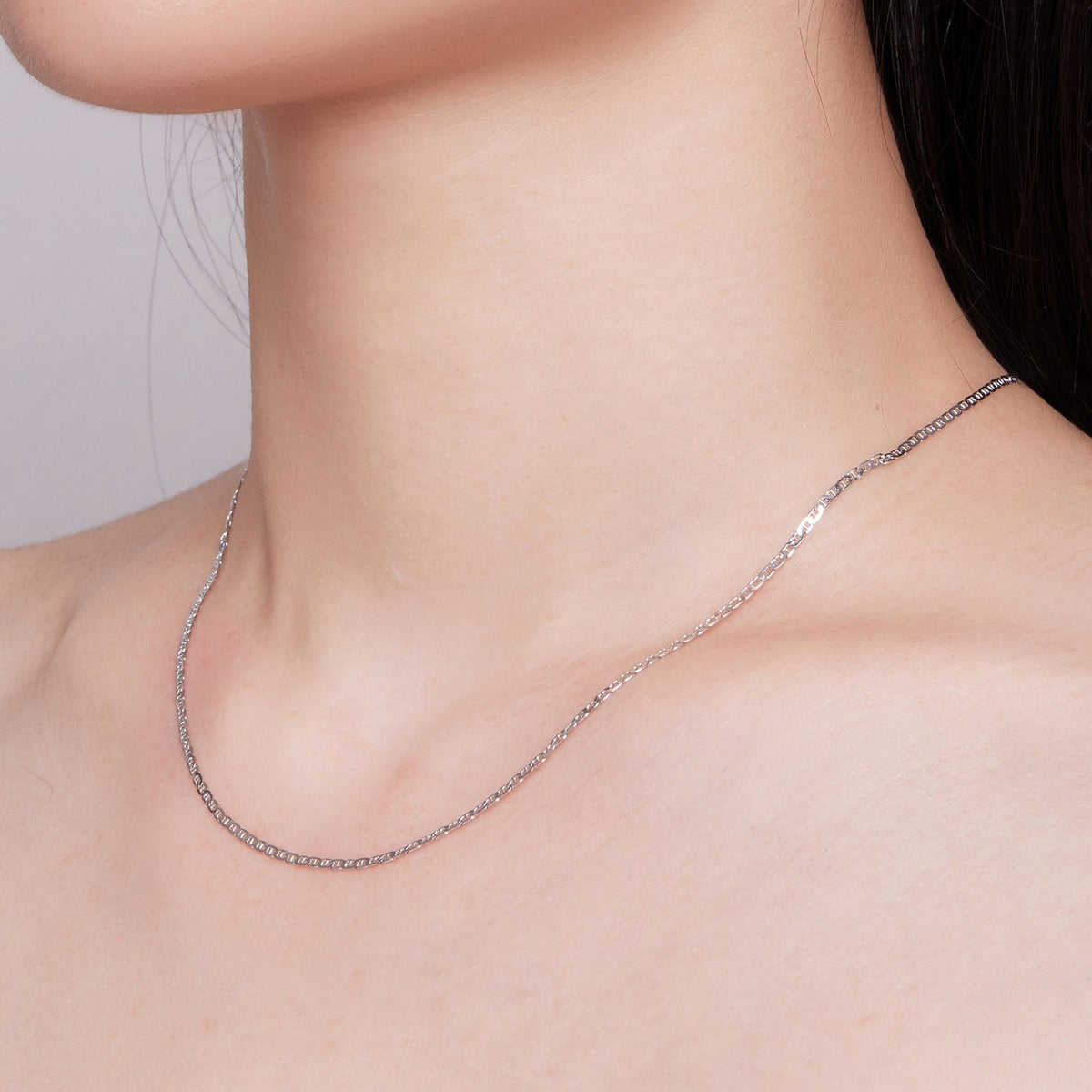 Sterling Silver Platinum Plated 1.6mm Chain Necklace