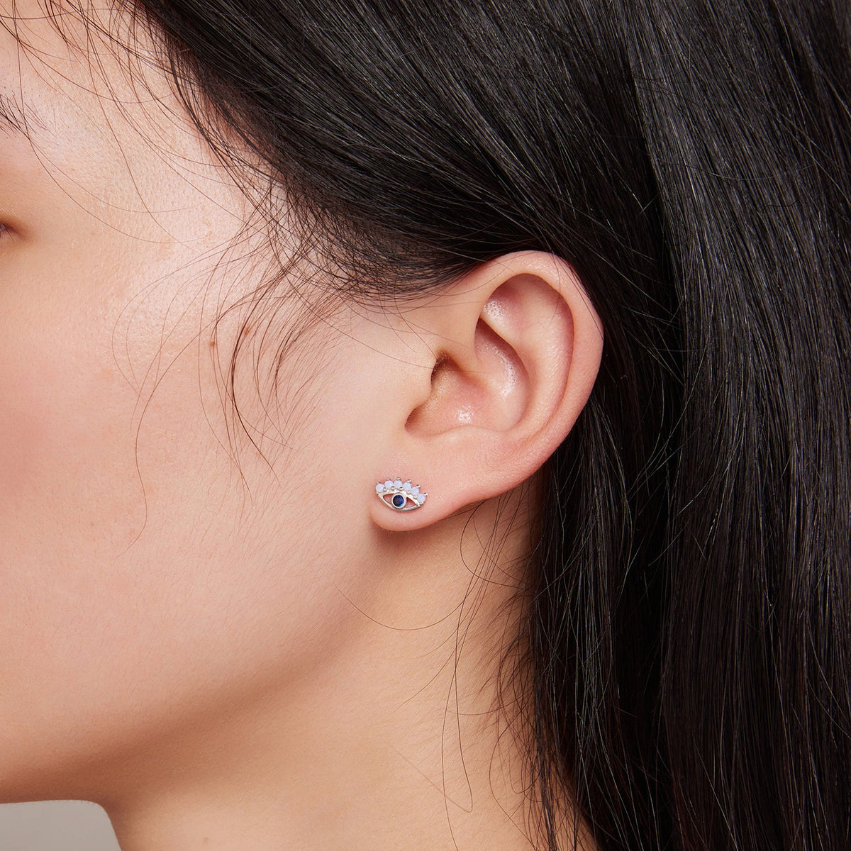Sterling Silver Plated Platinum Opal and CZ Pavé Earrings