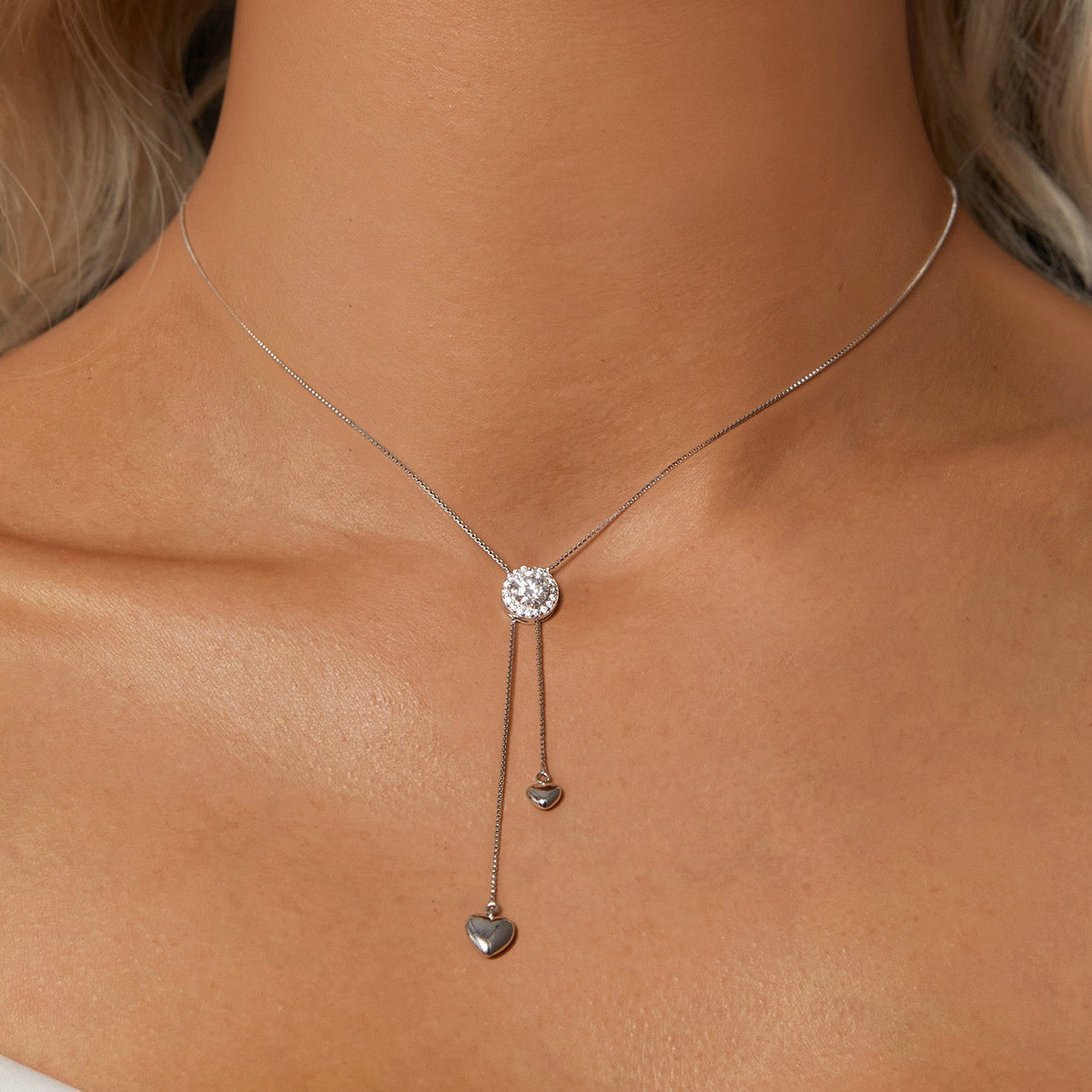 White Gold Plated Moissanite Pavé Necklace