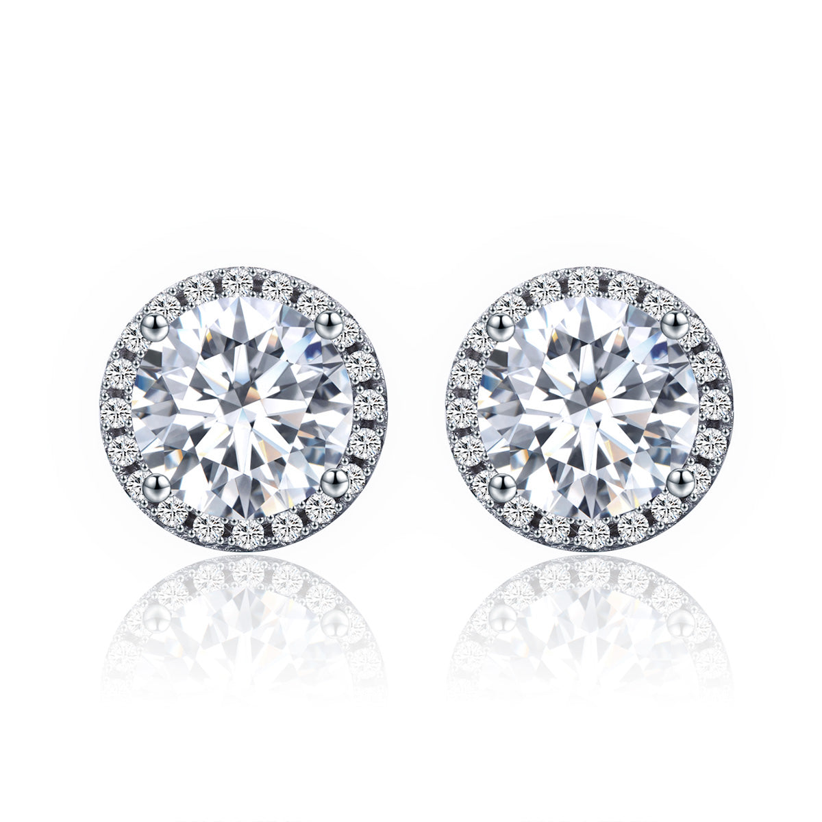 Sterling Silver Platinum Plated Pavé CZ Earrings