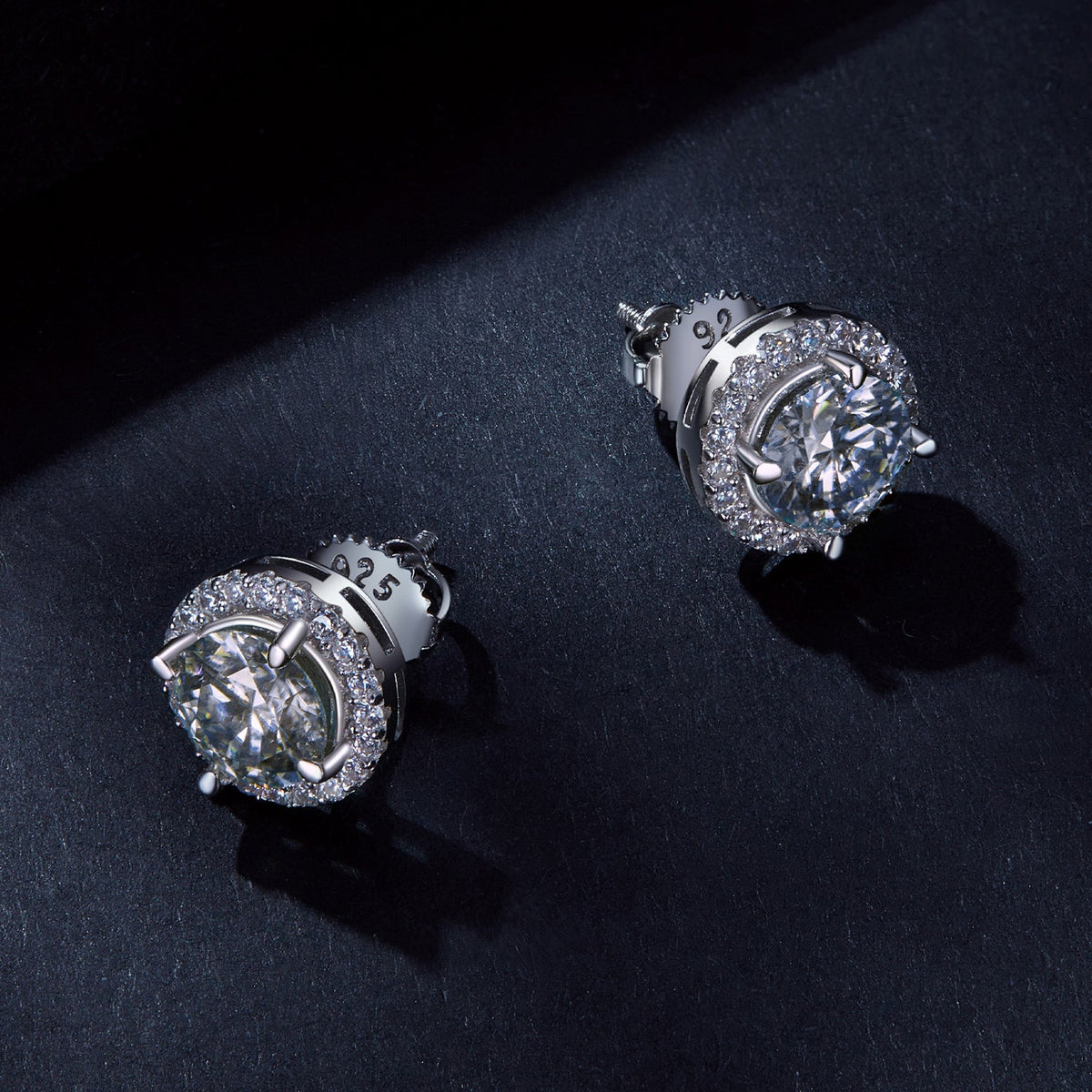 Sterling Silver Moissanite Pavé Stud Earrings