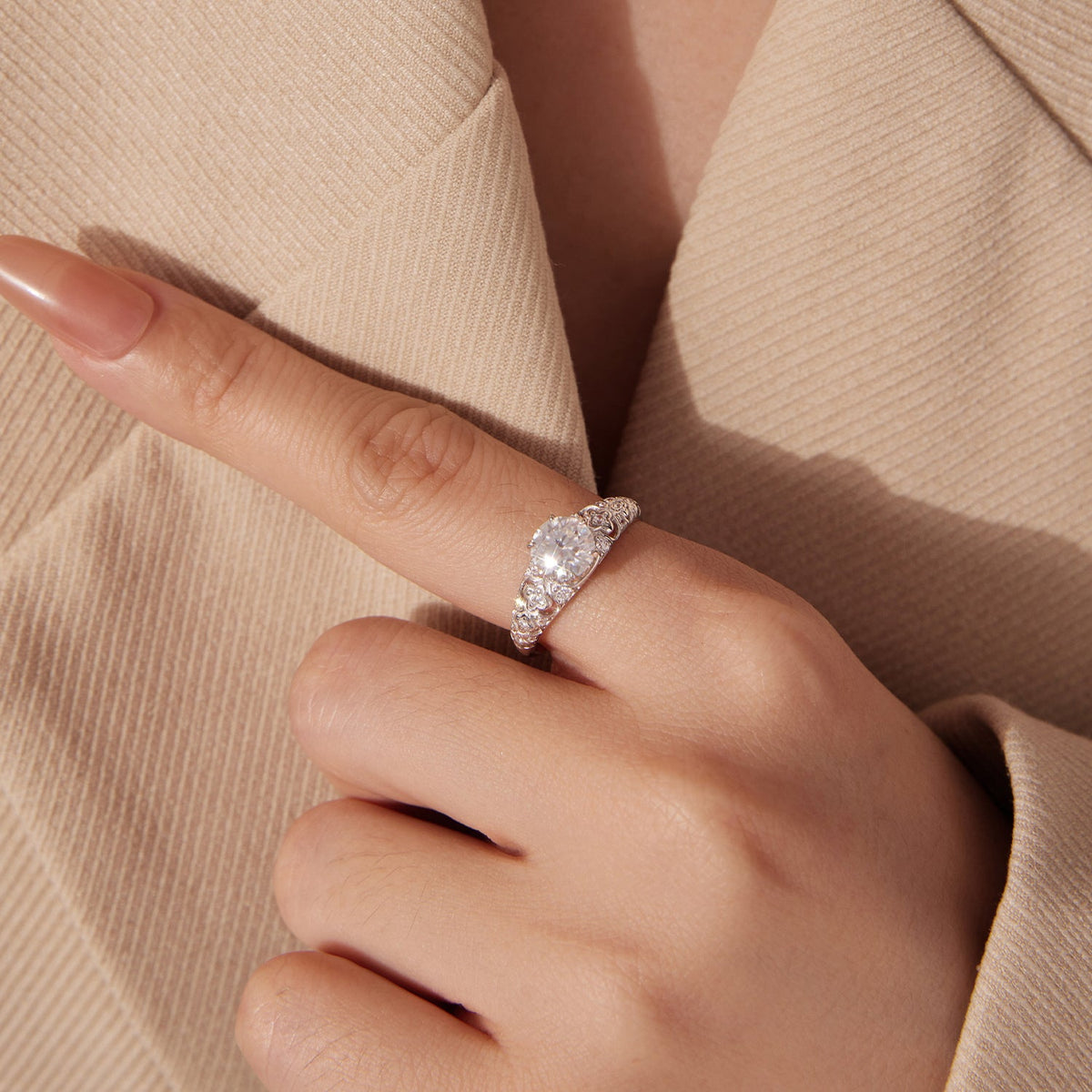 Sterling Silver Moissanite Pavé Ring