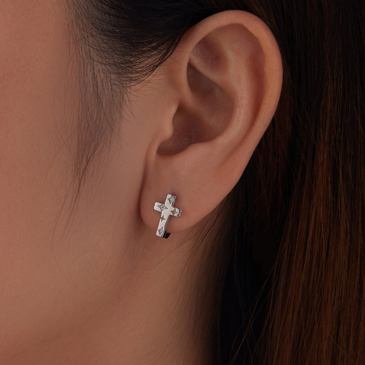 Sterling Silver Cubic Zirconia Hoop Earrings