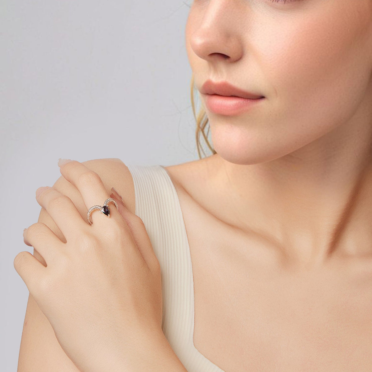 925 Sterling Silver Transparent Glass Ring