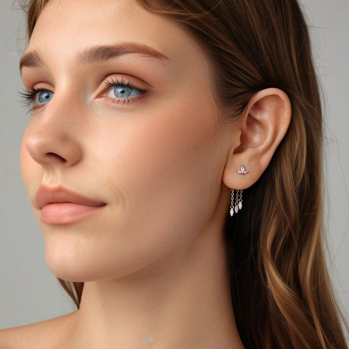 White Gold Plated Pavé CZ Earrings