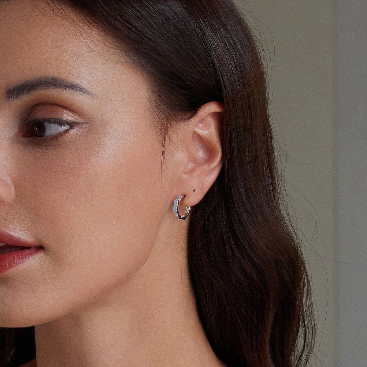 Sterling Silver Enamel Plated Hoop Earrings