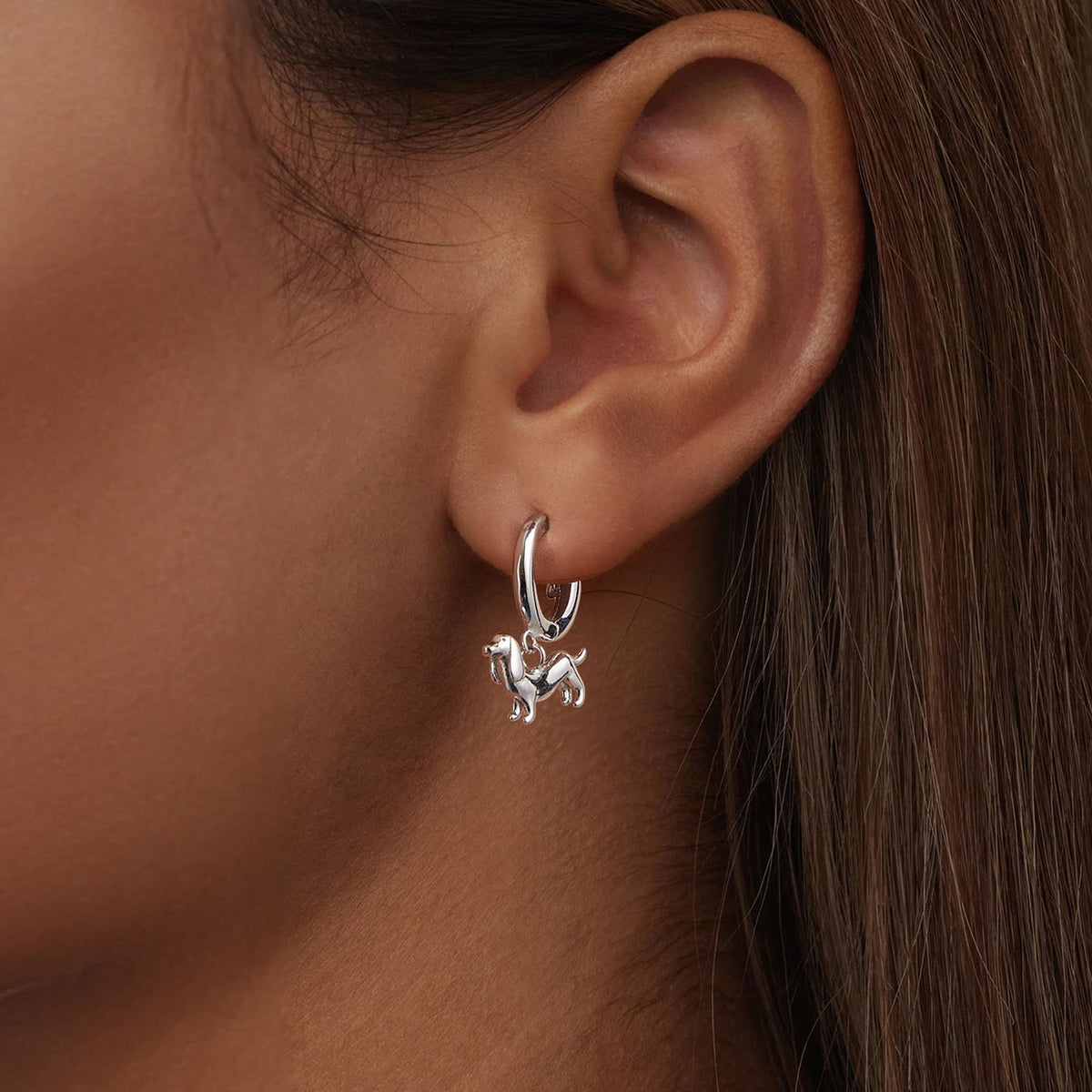 Sterling Silver & White Gold Plated Hoop Earrings