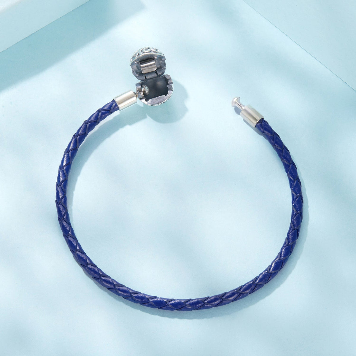 Sterling Silver Oxidized Silver Leather Rope Bracelet