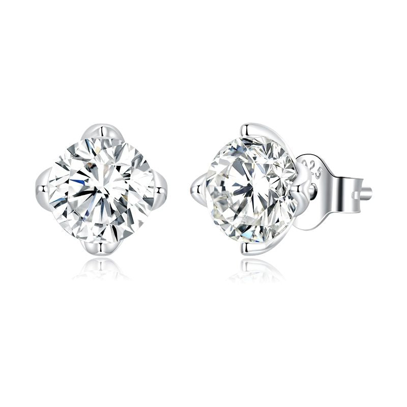 Sterling Silver Moissanite Stud Earrings