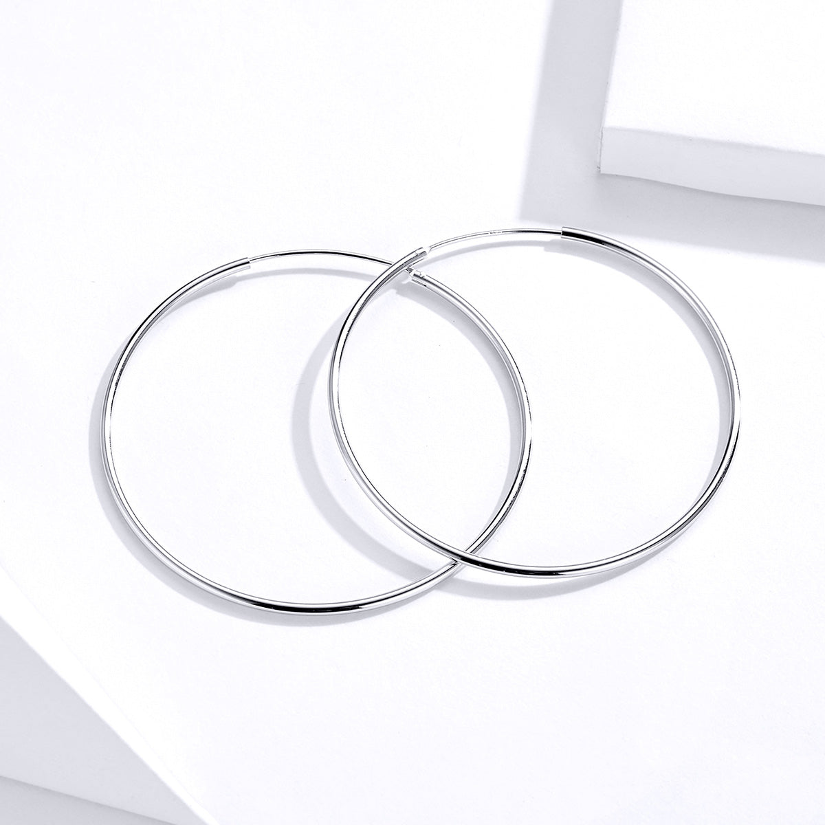 Platinum Plated Sterling Silver Hoop Earrings