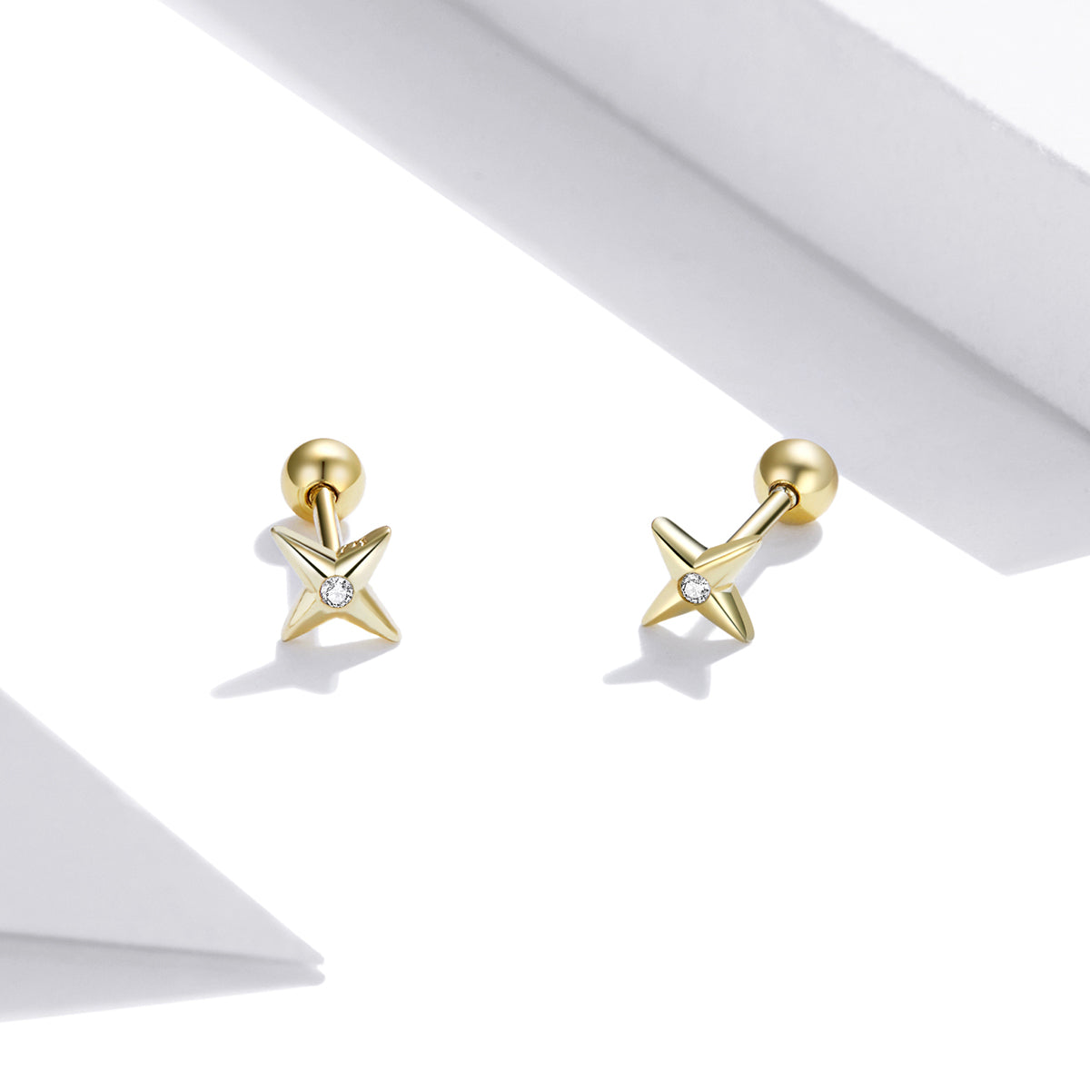 Gold Plated Pavé Cubic Zirconia Earrings