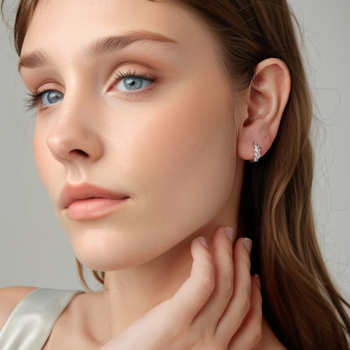 Sterling Silver Pavé CZ White Gold Plated Earrings