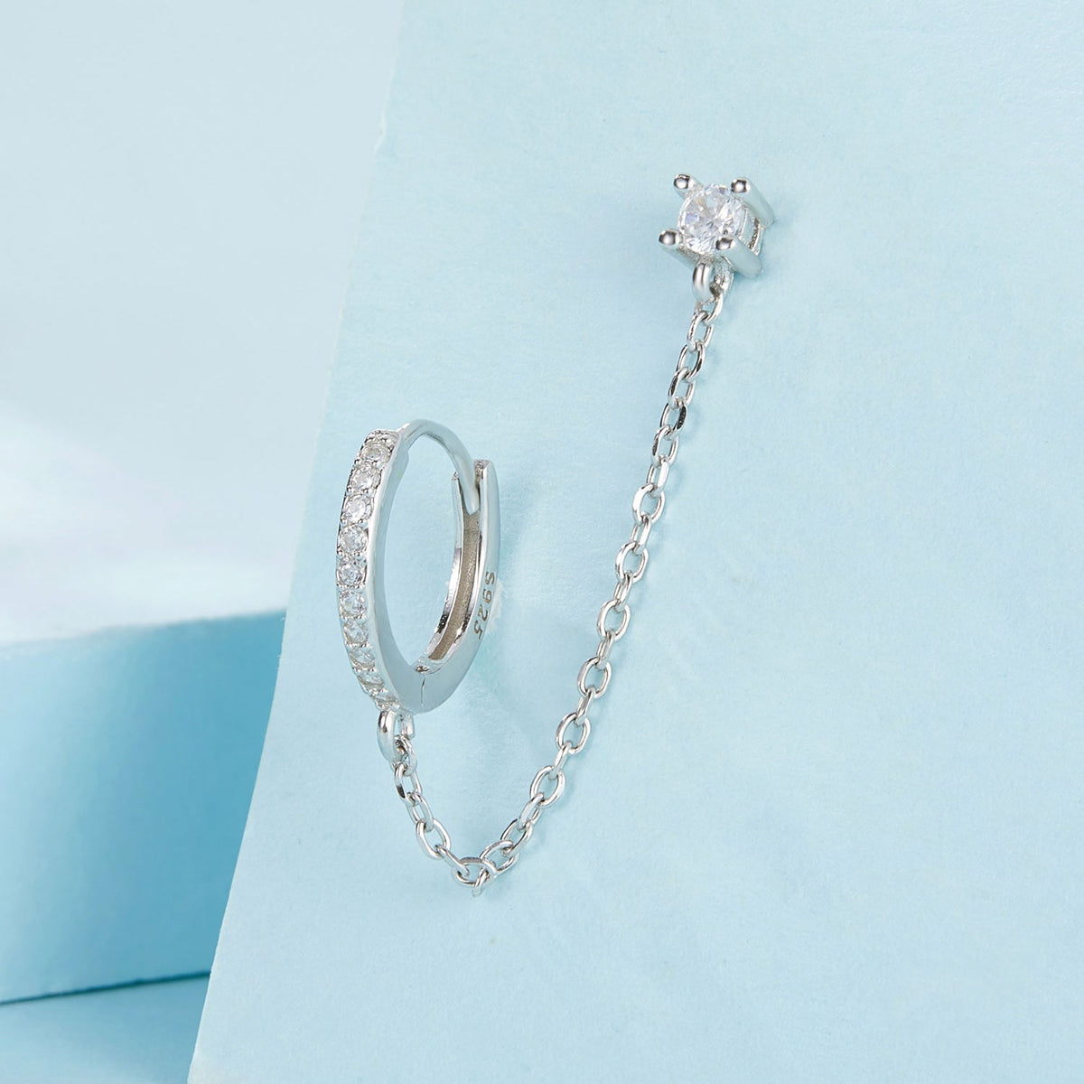 Sterling Silver Pavé Cubic Zirconia Hoop Earrings