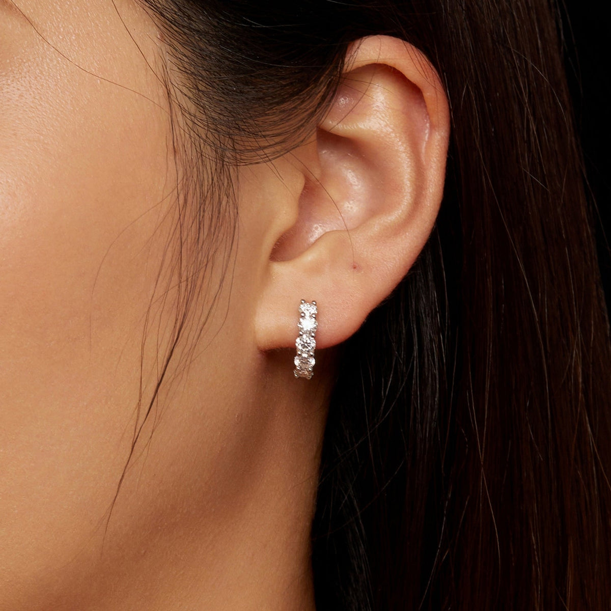 Sterling Silver Moissanite Hoop Earrings
