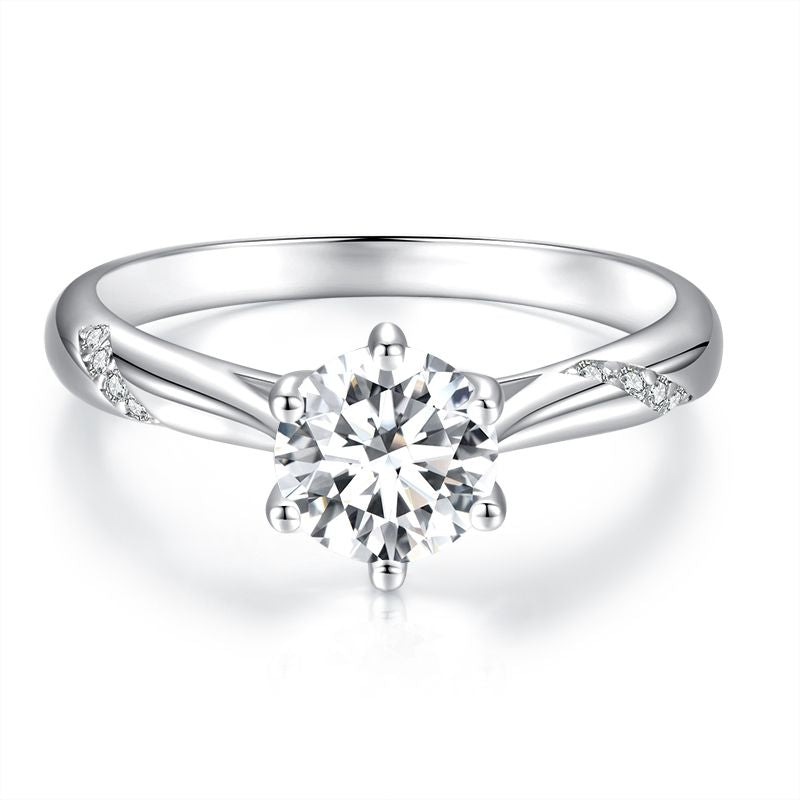 Sterling Silver Moissanite & Zircon Ring
