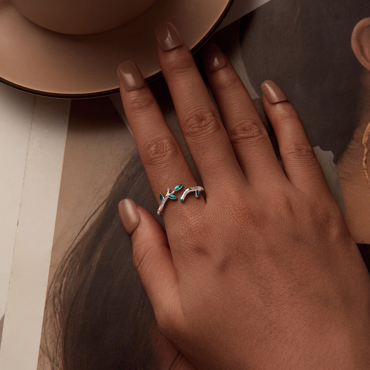 Sterling Silver Enamel Waves Ring