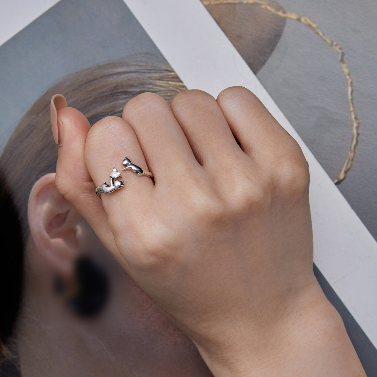 Oxidized Sterling Silver Pavé Cubic Zirconia Ring